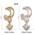 Colgante de uñas de luna creciente y estrella con circonitas en acabado oro y plata - Pequeña Luna Estrella / No. 4 / Marco Dorado