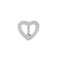 Close-up of heart-shaped belly ring with silver plating and white zircon inlay detail - Style 32-Full Diamond Circumference Heart