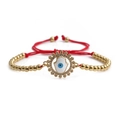Hamsa Hand evil eye red braided rope bracelet with 4mm gold plated beads jewelry - Copper Beads Red Rope