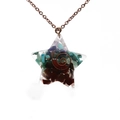 Star-shaped resin pendant necklace with colorful stones and copper wire spiral - Star Style (CX-NSN030401)