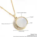 Collana vintage placcata oro 18K con ciondolo in conchiglia sole luna e zirconi AAA - NN11-6 Placcato Oro Luna / Luna Dorata