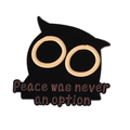 Lustige schwarze Eule Emaille-Pin mit Spruch Peace Was Never An Option für Taschen - Peace was never an option Katzenkopf (QHXZ4152)