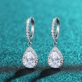 Elegant pear-shaped drop earrings with silver plating and micro-pave crystals - Waterdrop Earrings Led-70