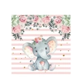 Pink elephant and floral party napkins, 20-piece set for kid birthday decorations - Napkins 20PCS