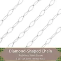 Chaîne à maillons losanges en acier inoxydable argenté pour bijoux DIY 1m pack - Chaîne Losange 7x14,5mm 1m
