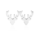 Cute reindeer antler stud earrings in shiny silver finish for Christmas jewelry - 087 Antler / Steel
