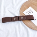 Brown elastic waist belt for women with brown leather details and silver snap buttons - #1 Regular Brown
