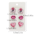 Pink wooden stud earring set with rose, lips, and heart designs for Valentine's gift - Rose Envelope/Lips/YOU Heart Style (A-4)