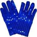 Sparkly royal blue sequin gloves for kids stage performance and dance party shows - One Size / Blue