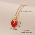 Collana dorata in acciaio inossidabile con ciondolo a fragola rossa e strass luminosi - 9# Fragola