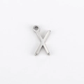 Silver stainless steel letter X pendant with bail for DIY jewelry making and crafts - X (Bracelet Accessory) / Steel