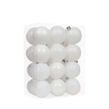 Set di 16 palline di Natale bianche con glitter e trame a coste in una scatola trasparente - Bianco
