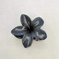 Glossy translucent grey plumeria flower hair claw clip with five petals for women - 8cm / Dark Gray