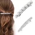 Sparkling crystal rhinestone hair clips and pearl spring clip set for elegant hairstyles - 2-Piece Style 10