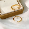Adjustable 18k gold plated star and round zircon open ring set for women - Gold Star Round Bead 2-Piece Set