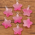 Pendentifs étoiles en résine rose givrée avec anneaux pour création bijoux DIY - Étoile Dégradé No.3