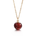 Collier élégant en acier titane doré avec un pendentif en cristal rouge facetté pour femme - Brun Doré