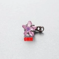 Piercing de estrella con circón rosa en acero inoxidable, detalle de joya de 6mm - 6mm / Rosa (3#)