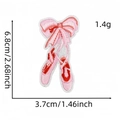 Detailed size specifications for the pink ballet shoe embroidered patch with dimensions - Style 7 (Ballet Shoes)