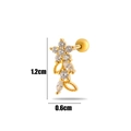 Golden flower and leaf cartilage stud earring with clear crystals and ball back - Gold Flower Leaf Style (8# Gold)