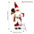 Statuetta Babbo Natale in piedi con abito rosso stampato e borsa regalo di pigne - Cappello Stampato Rosso / Rosso