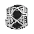 Silver bead charm with geometric hollow design and black faceted crystals for DIY jewelry - Black Geometric Ball