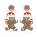 Boucles d'oreilles bonhomme de pain d'épice en acrylique avec paillettes dorées et bonnet - Bonhomme de Pain d'Épices Avec Bonnet de Noël Style B