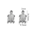 Silver turtle pendant in stainless steel with 16.5mm height and 9.5mm width - Turtle - Steel Color