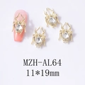Détails de bijoux d'ongles araignée 3D avec strass en forme de poire, 11x19mm, modèle MZH-AL64 - Base Dorée + Strass Transparent (AL64) / 11*19mm