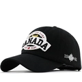 Gorra de béisbol de algodón negro con parche de Canadá y bordado de hoja de roble de 45 grados - Ajustable / Negro