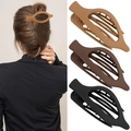 Set of 3 matte oval hair clips in light brown, dark brown, and black colors - Set 41 (Pack of 3)
