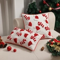 Christmas tufted throw pillow covers with festive candy cane and santa hat patterns - Large Square (With Thick Fiber Insert)