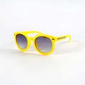 Kids round frame sunglasses in bright yellow with gradient purple lenses and arrow detail - Yellow
