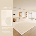 Modern cream geometric living room rug with thick anti-scratch waterproof fabric - 80x160cm / Morning Glory