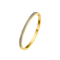 Minimalist gold stainless steel bangle featuring grey enamel inlay with clasp closure - 4MM Gold + Grey