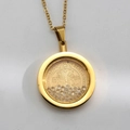 18K gold plated Saint Benedict medallion necklace with moving cubic zirconia crystals - St. Benedict (Gold Color White Stones)