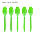 Groene pixelstijl partylepels, 10-delige plastic bestekset, 16,1x3cm voor verjaardagen - Lepel / 10 Stuks Verpakking / Fruitgroen