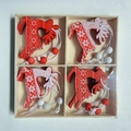 Christmas wooden reindeer hanging ornaments in a decorative four-compartment gift box - Style F Christmas Elk