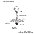 Bienenanhänger aus Edelstahl mit Zirkonia-Flügeln und schwarzen Details für DIY-Schmuck - Silber Biene Anhänger (D305)