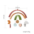Wooden baby mobile toy featuring colorful heart, cloud and moon hanging elements - Curved Rainbow Mobile