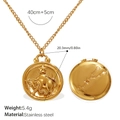 Collana in acciaio inossidabile placcata oro 18 carati con pendente zodiacale del Toro - Oro-Toro