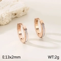 Pendientes minimalistas de oro rosa 18K con incrustación de nácar blanco, 13x2mm, 2g - Concha de Oro Rosa