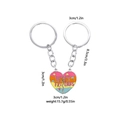 Rainbow magnetic heart 'BEST FRIENDS' keychain set in colorful enamel and metal finish - Rainbow Stripe (D1383-1)