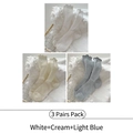 Pack de 3 pares de calcetines de algodón blanco, crema y azul con bordes de encaje - Blanco + Crema + Azul Claro