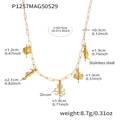Detail van roestvrijstalen halsketting met oceaanhangers, zirkonia schelpen en zeepaardje - DIY Hanger Ketting Volledige Set / 42+5cm / Goud