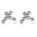 Minimalist vintage stainless steel round ball stud earrings with polished silver finish - Steel