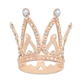 Macro detail of rose gold crown ring with sparkling crystals and twin round main stones - Multi-Diamond Mini Round Rose Gold 01