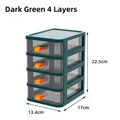 Dark green 4-tier desktop storage box with four drawers and orange handles - 4 Tiers / Emerald Green