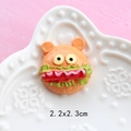 Cartoon bear-eared hamburger resin charm for DIY craft and dollhouse, size 2.2x2.3cm - Hotdog