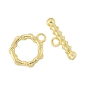 Vintage 18K gold plated copper OT toggle clasp with twisted ring and T-bar for jewelry - Twist Round Toggle Clasp / Gold